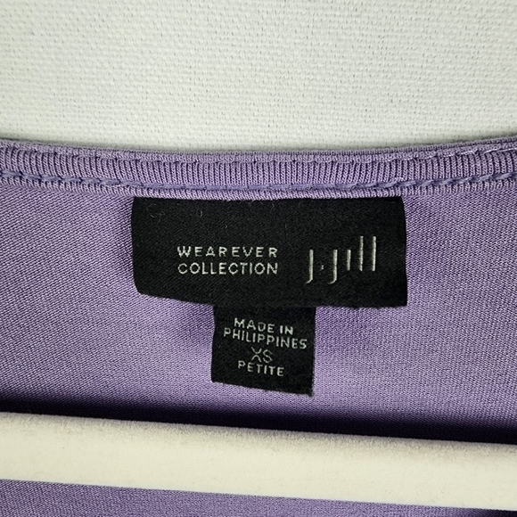 J Jill Wearever V-Neck Purple Peplum Top Size XSP 3/4 Sleeve Easter Pastel - Picture 4 of 7